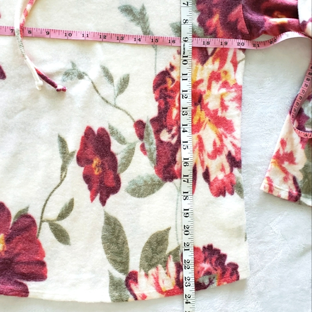 EXCLUSIVE ONE Long Sleeve Super Soft Cozy Fleece Floral Hoodie--NEW--L - Picture 13 of 14